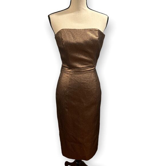 TY-LR Metallic Copper Lane Gold Evening Dress Gown NWT Detachable Cape size XXS - Picture 2 of 9